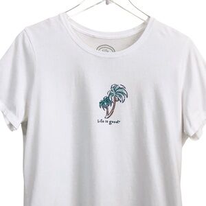Life Is Good | Palm Tree Graphic Short Sleeve Classic Fit White Tee Large